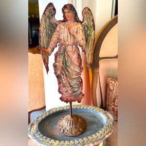 NWT Art Deco Metal 23” Angel on Iron Stand